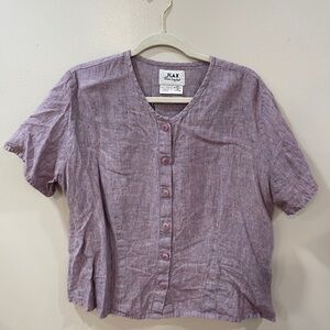 VTG Flax Women's Marled Purple Button-Up Top